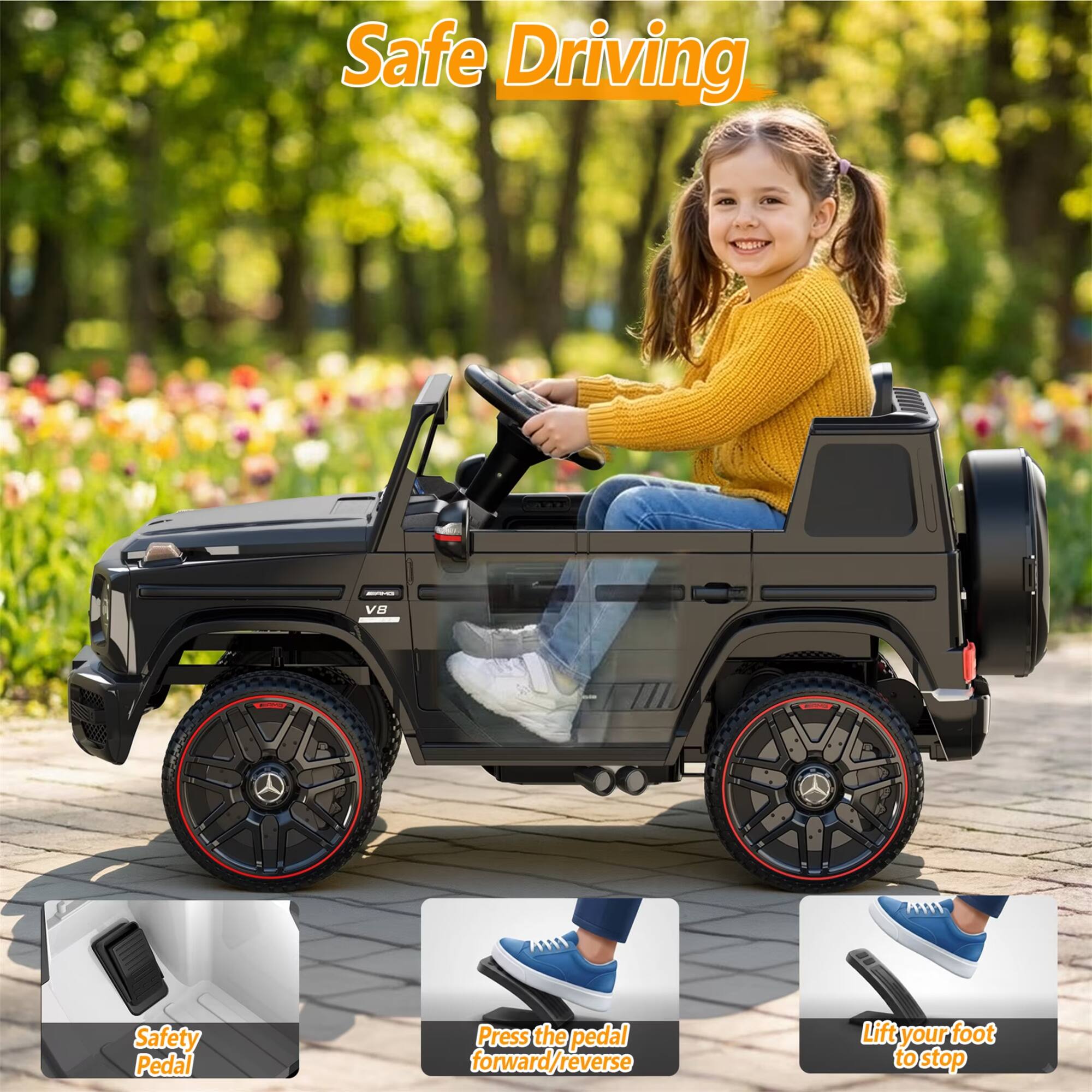 Safe Driving

ERHO
V8

Safety Pedal
Press the pedal forward/reverse
Lift your foot to stop