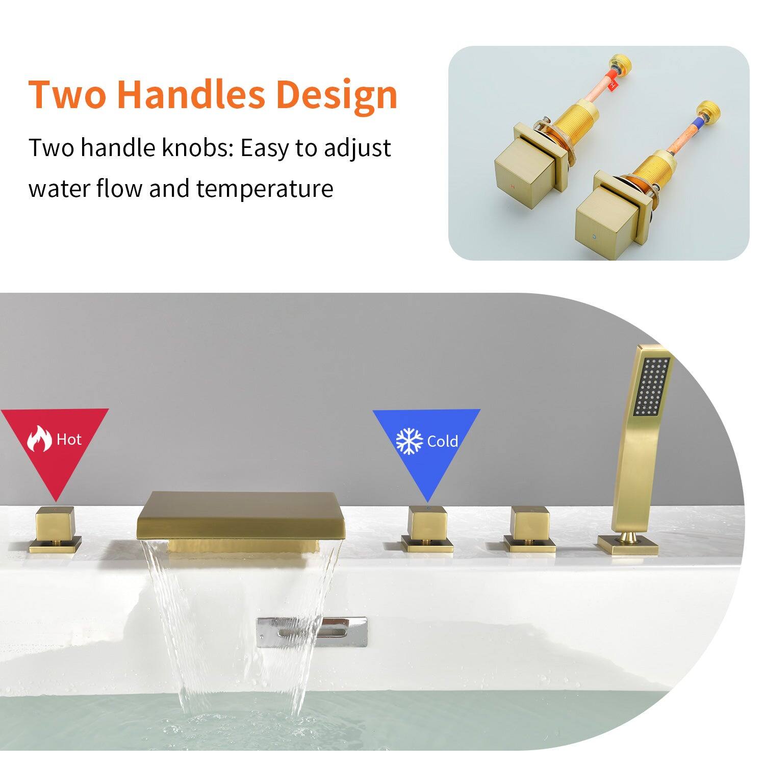 Two Handles Design

Two handle knobs: Easy to adjust water flow and temperature

Hot Cold