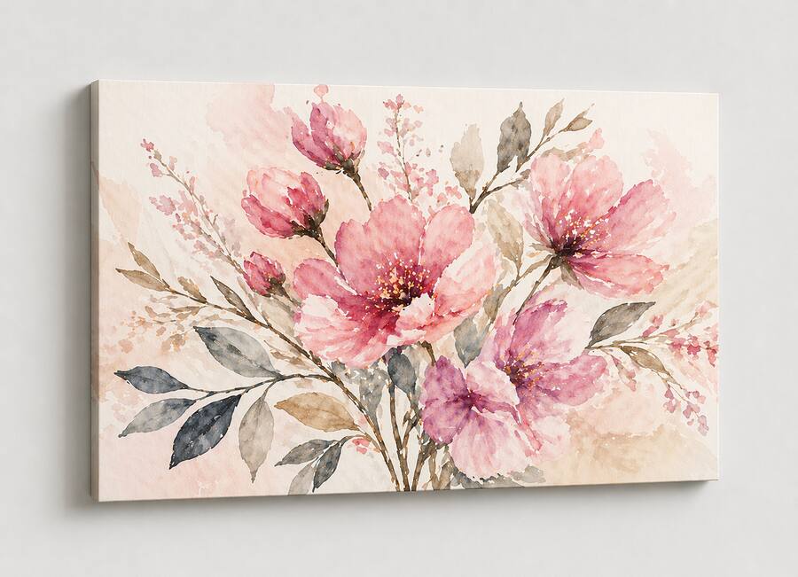 FC Design Large Canvas 24x36" Floral Watercolor Art Painting Elegant ...