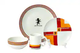 Harry Potter - Gryffindor 16-Piece Dining Set | Set Includes Plates, Bowls, & Mugs - Red/White