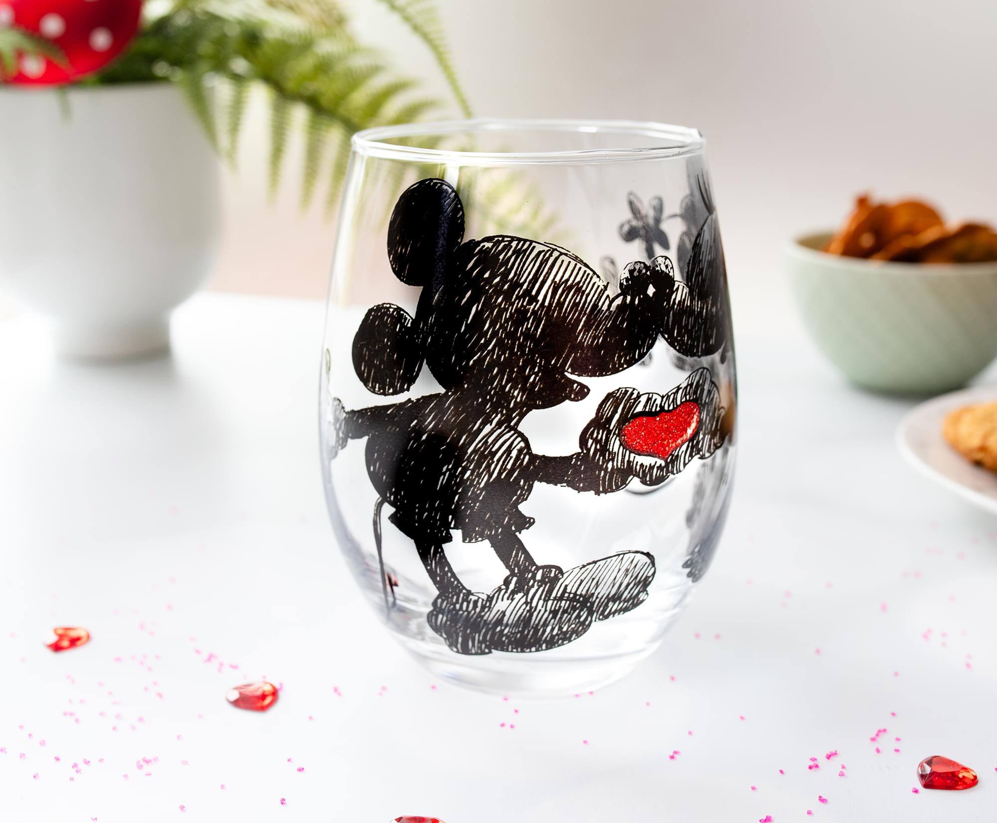 Alt View 2. Disney - Disney Mickey and Minnie Sketchbook Stemless Wine Glass | Holds 20 Ounces - Clear.