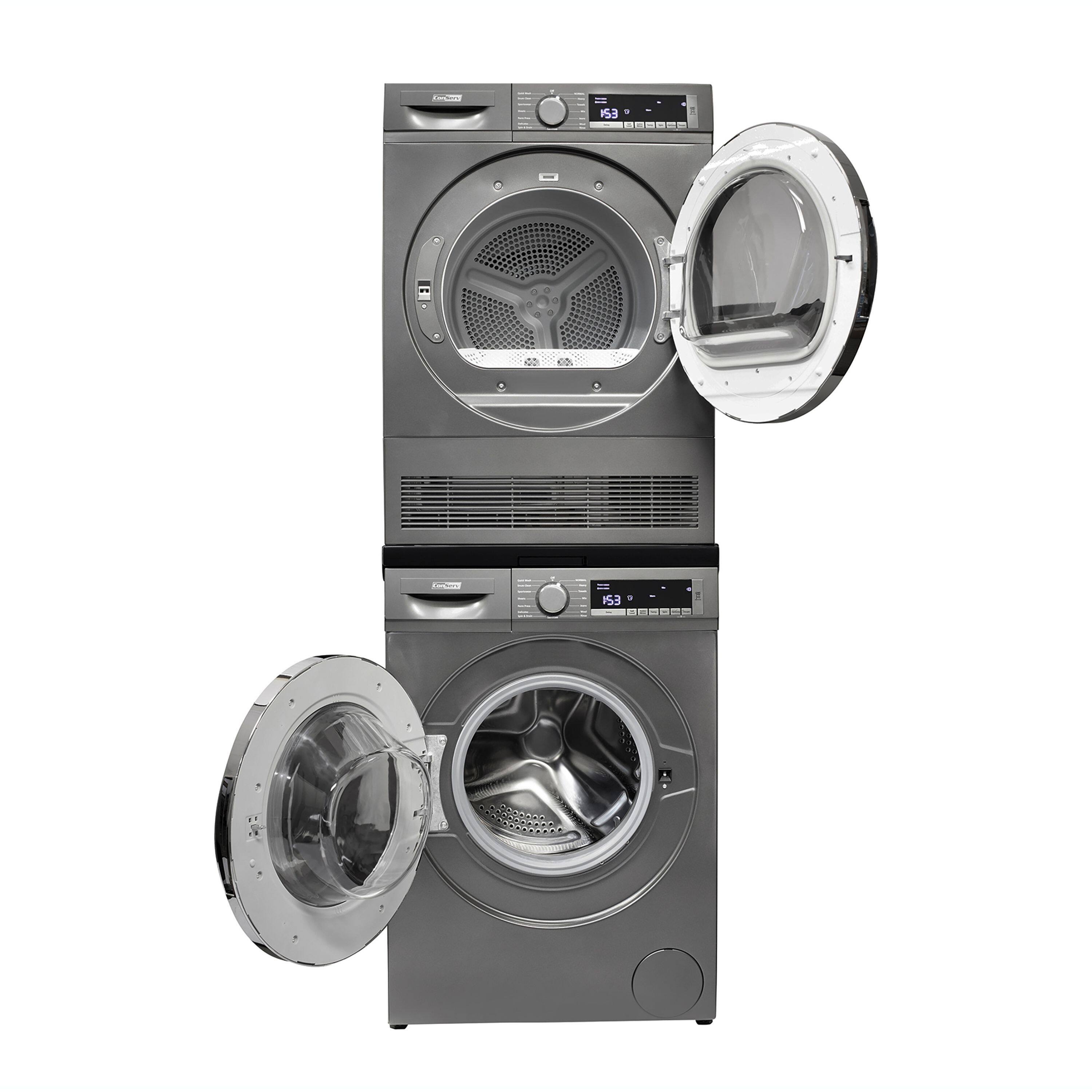 Left. Conserv - Conserv LUXE Energy Star 2.2 cu. ft. Compact Washer 110 V + 4.0 cu. ft. Ventless Electric Dryer Sensor + Pull Shelf 220V - Titanium.