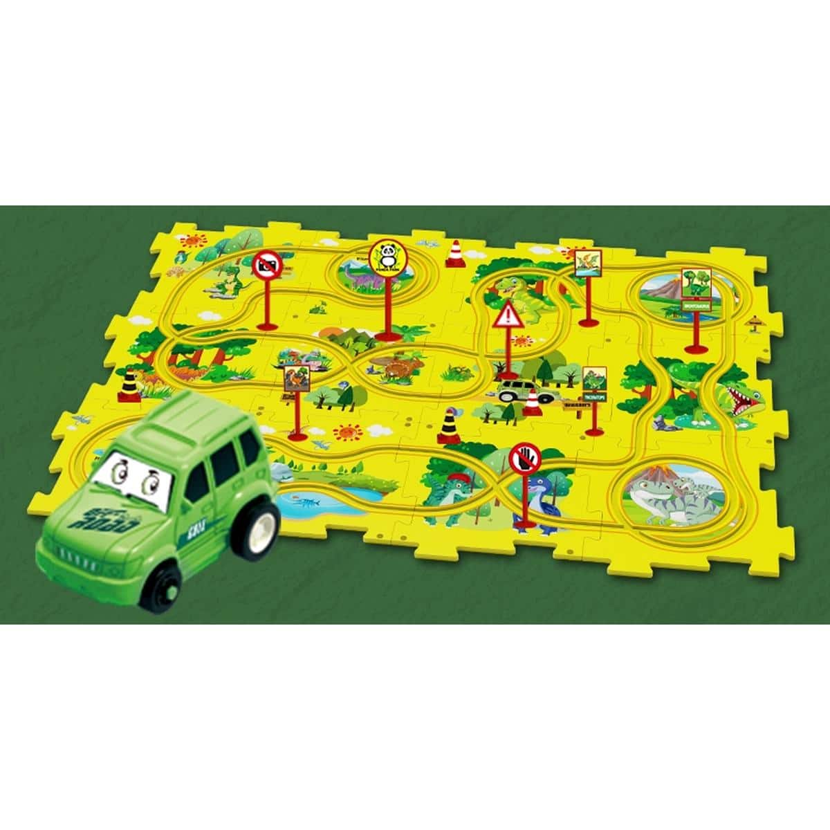 JuzToys - STEM Toys Building Toys For Kids, Puzzles Car Race Tracks, DIY Rail Car Toys Set, Educational Building Toy, Yellow/Green - Multi