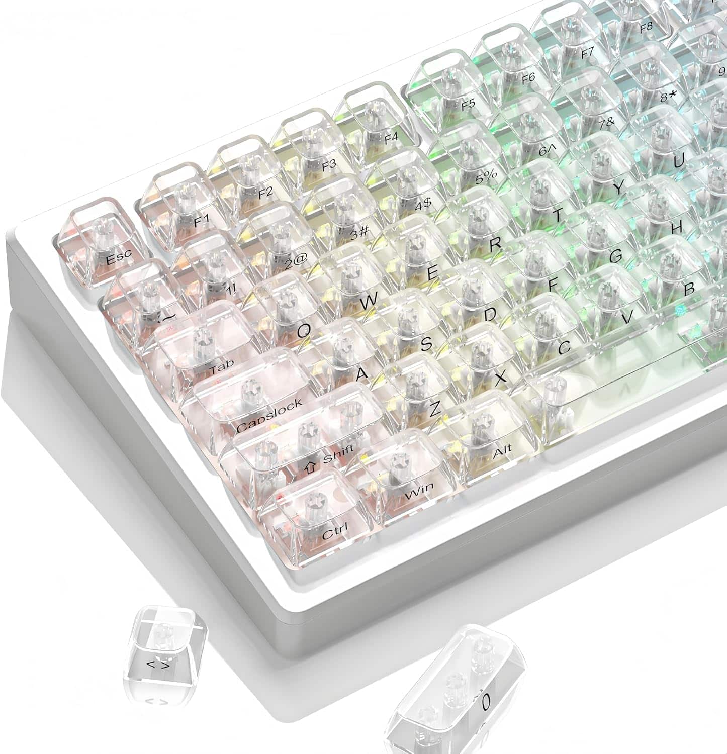 Womier - Clear keycaps,Transparent Crystal keycap Set,Shine Through MDA Profile for Cherry Mx Switches Mechanical Keyboard - White
