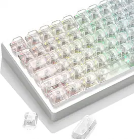 Womier - Clear keycaps,Transparent Crystal keycap Set,Shine Through MDA Profile for Cherry Mx Switches Mechanical Keyboard - White