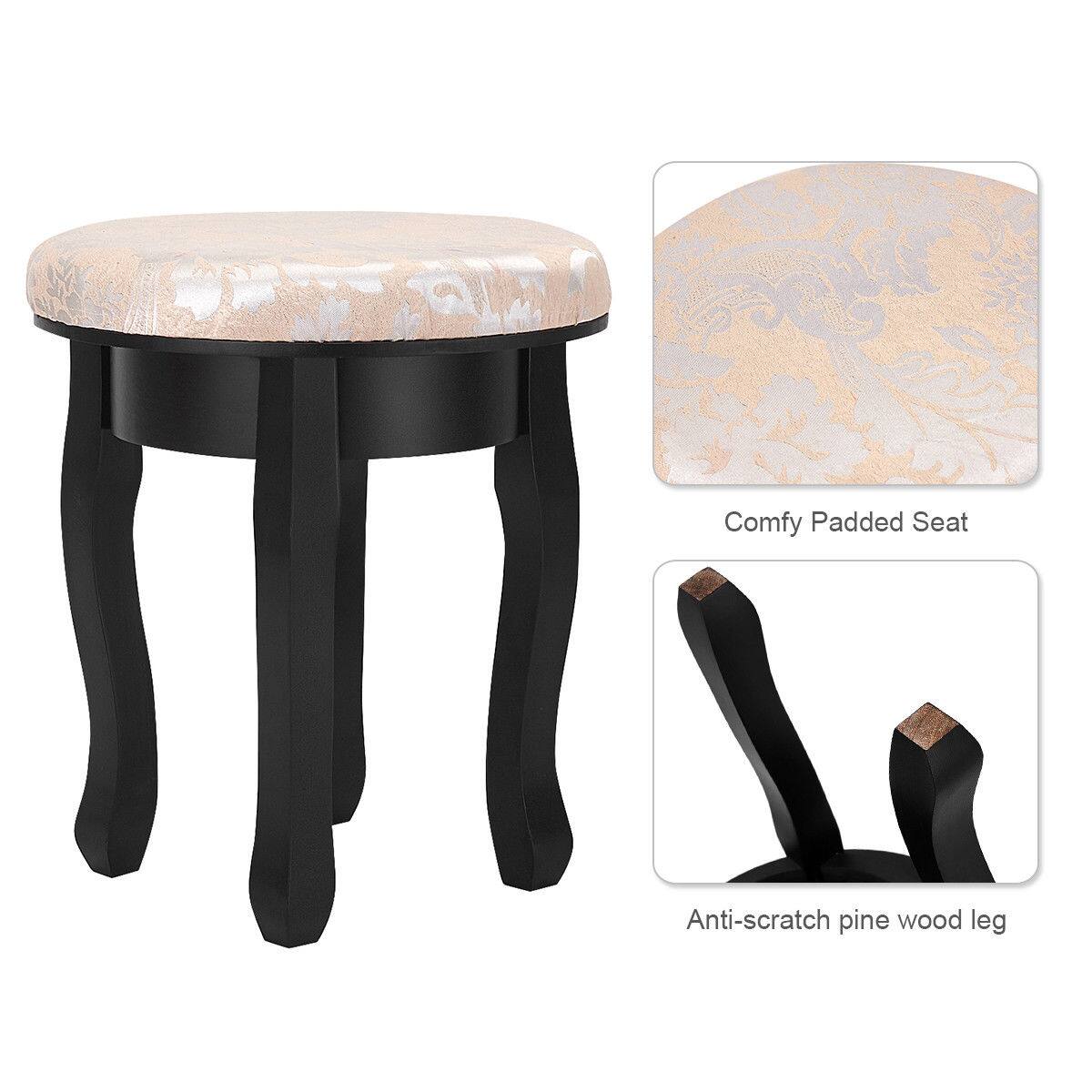 Comfy Padded Seat  
Anti-scratch pine wood leg