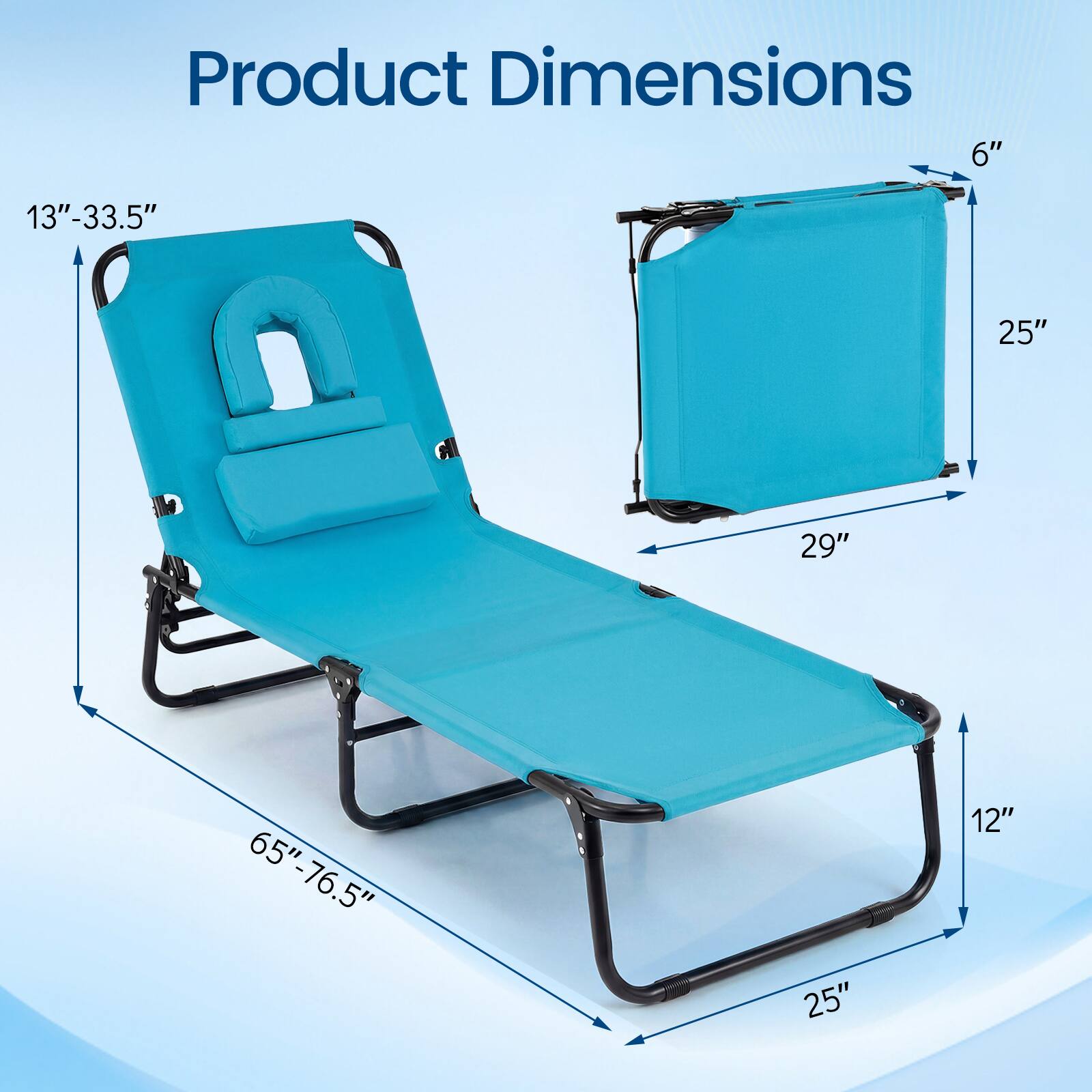 Product Dimensions: 6" x 13"-33.5" x 25" x 29" x 65"-76.5" x 65" x 25" x 12"