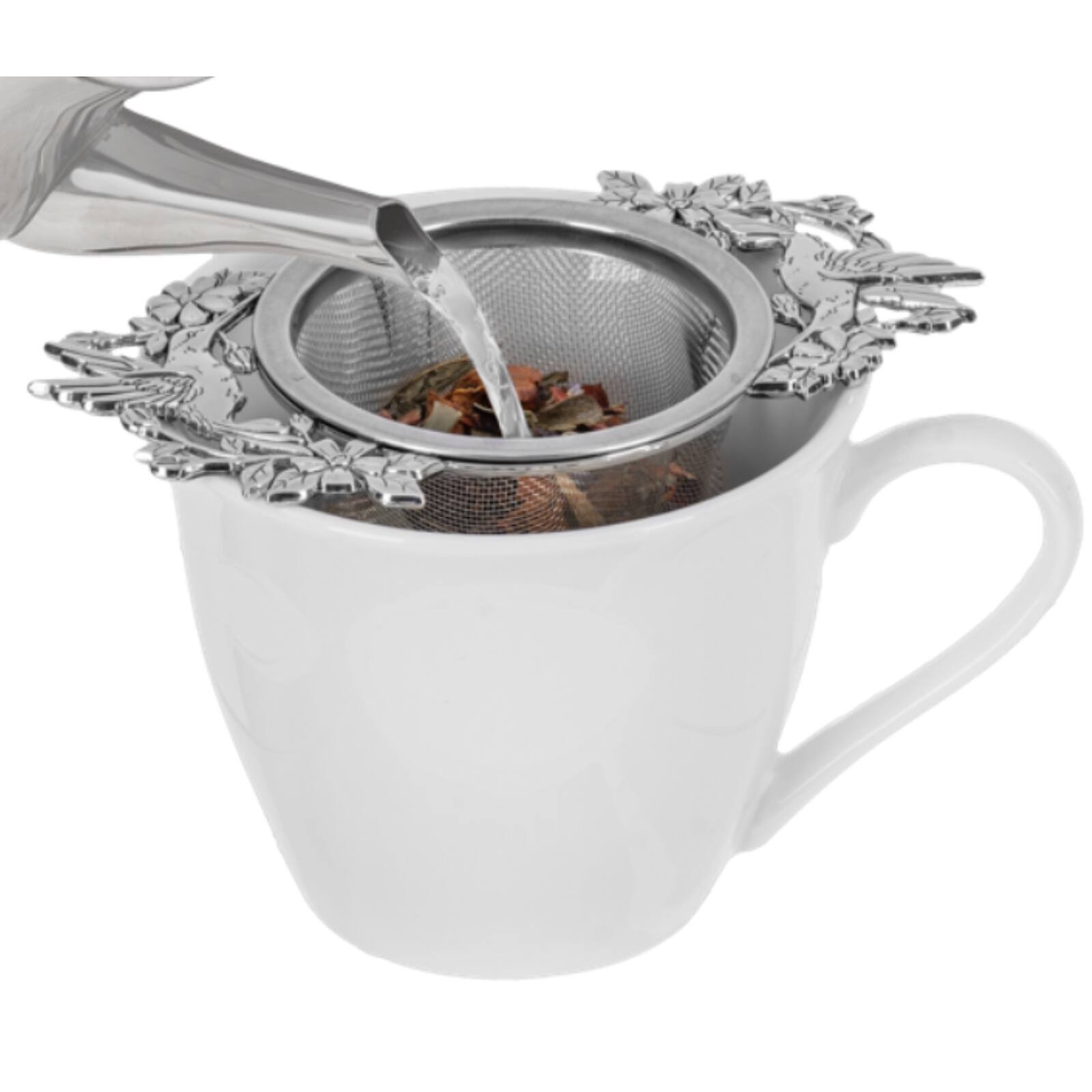 Back. Ganz - Ganz Hummingbird Flower Zinc Herbal Drink Infuser Steeper Fine Mesh Strainer for Loose Leaf Tea 4.5 x 2.5 In.