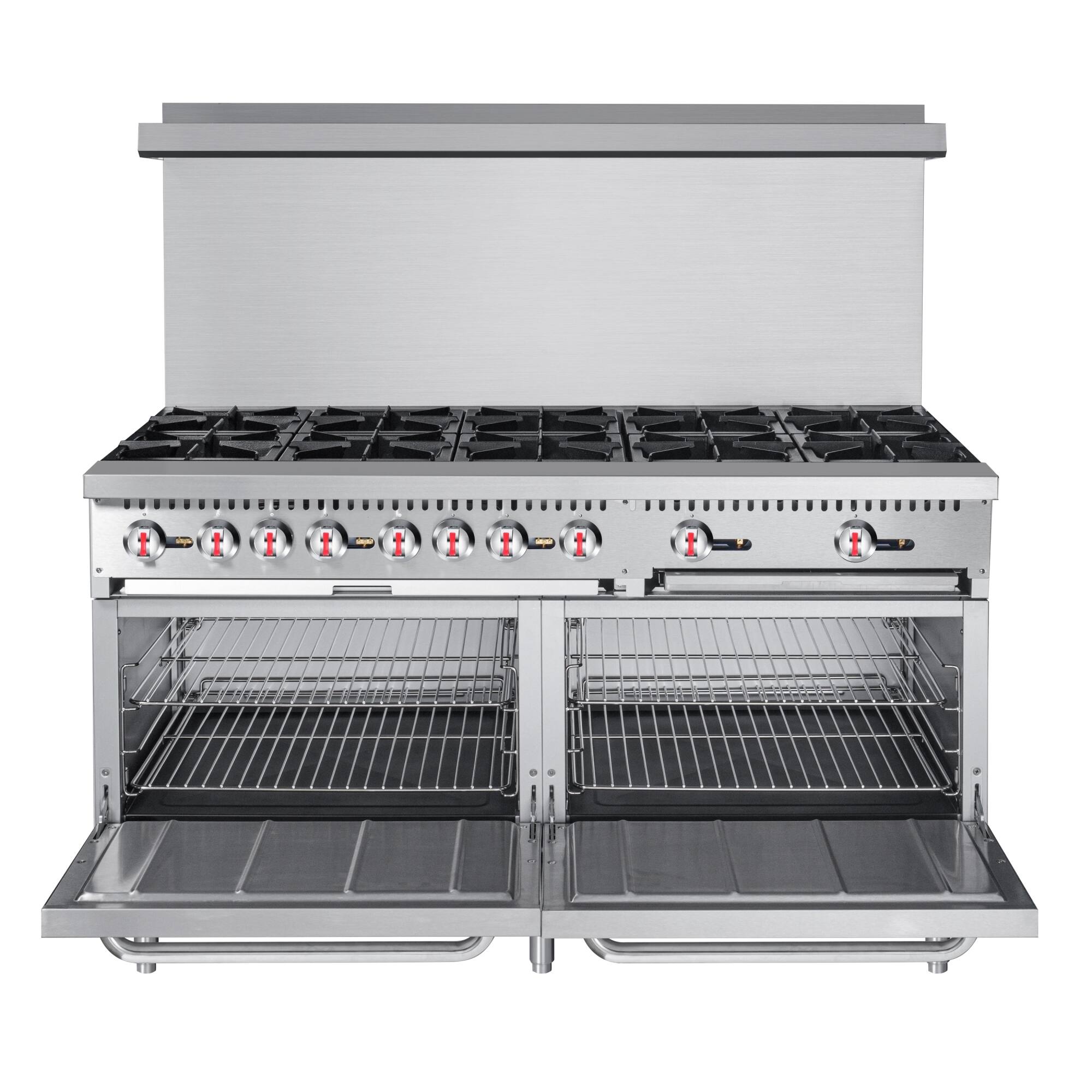 Left. Koolmore - 60 in. 10 Burner Commercial LP Range with Oven in Stainless-Steel (KM-CR60-LP) - Stainless Steel.