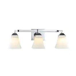 Jonathan Y - Staunton 24" 3-Light Farmhouse Cottage Metal LED Vanity Light with Frosted Glass Shades - Chrome
