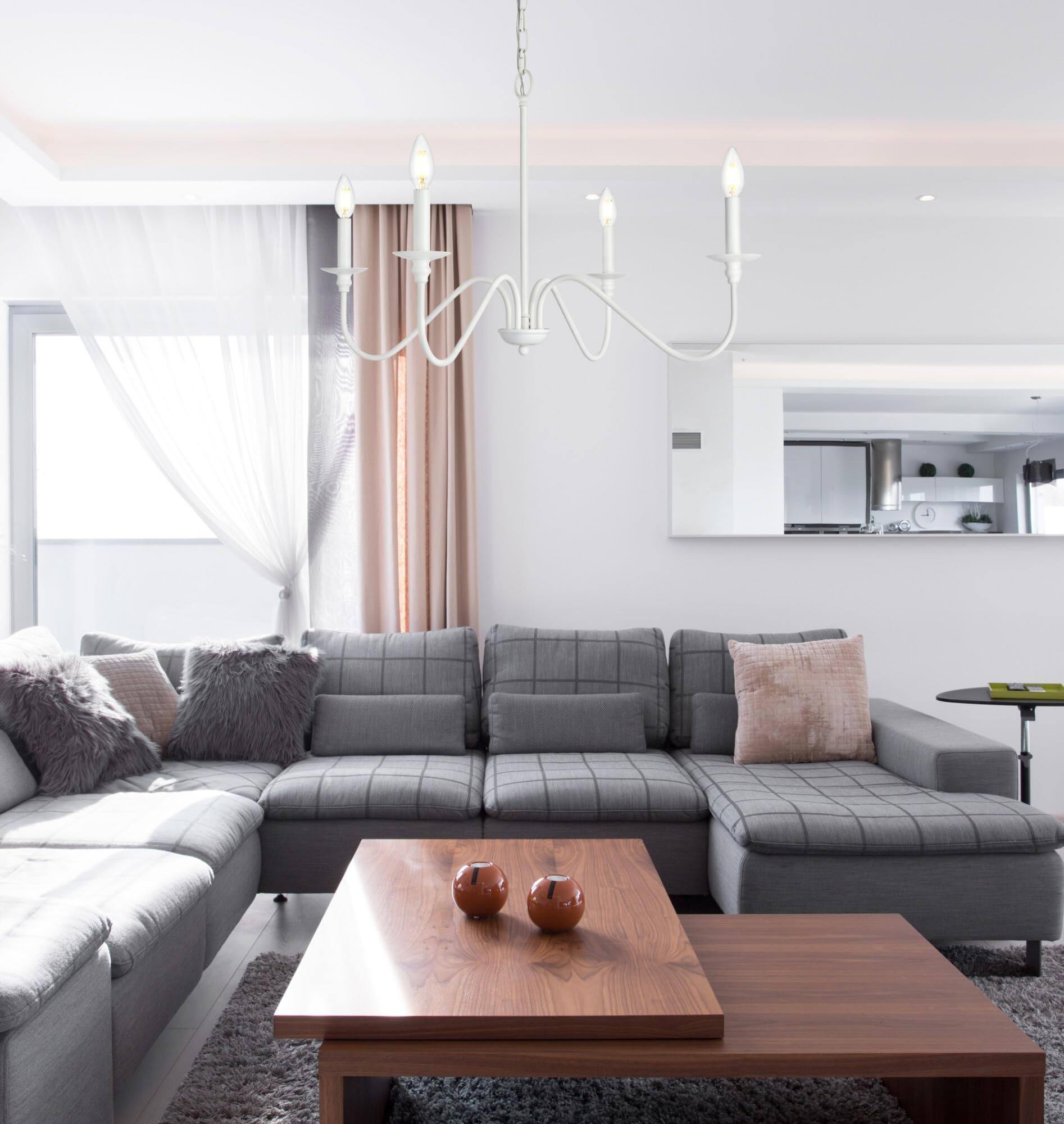 Alt View 2. Living District - Rohan 30 inch chandelier in White - White.