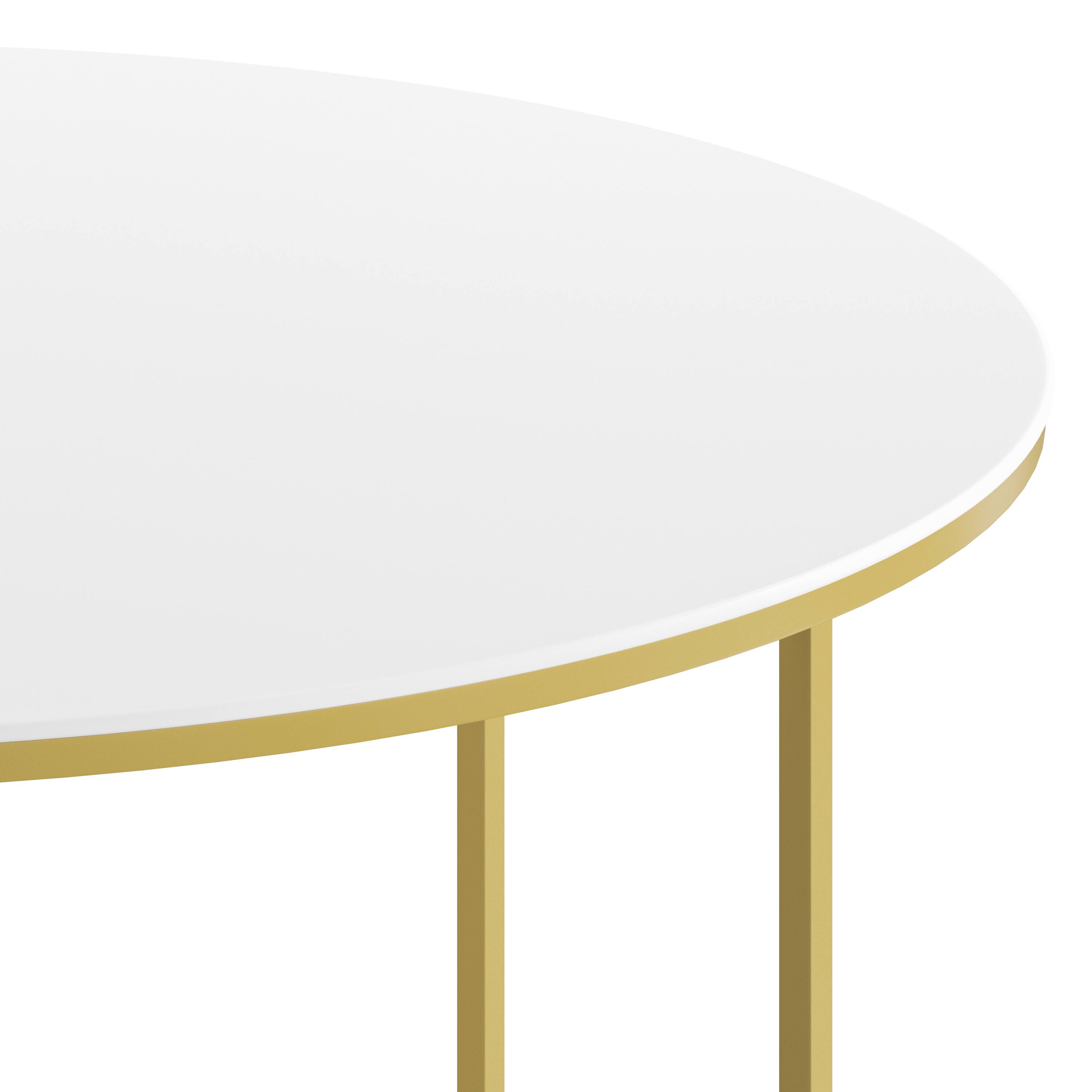 Alt View 7. Emma + Oliver - Laminate Living Room Coffee Table with Crisscross Metal Frame - White Top/Brushed Gold Frame.