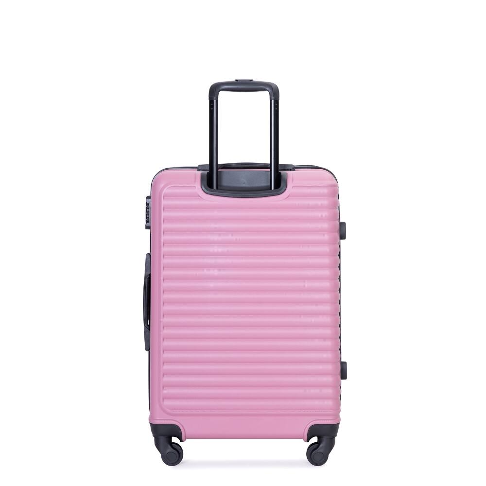 Left. Ropilly - Ropilly Pink 3 Piece Luggage Set Hardshell Suitcase with Spinner Wheels TSA Lock - Pink.