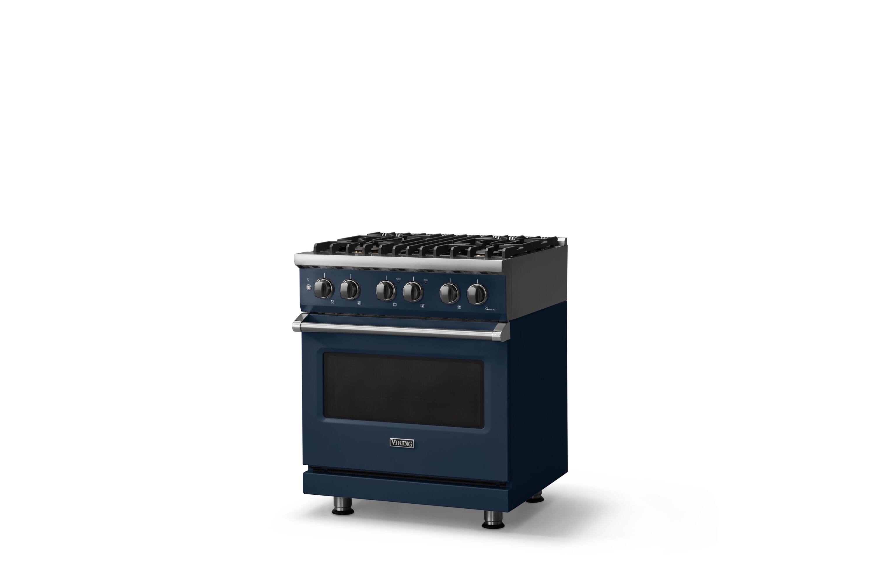 Angle. Viking - Pro 5 Series 4.7 Cu. Ft. Freestanding Sealed 4 Burner  LP Dual Fuel Convection Range - Slate Blue - Slate Blue.
