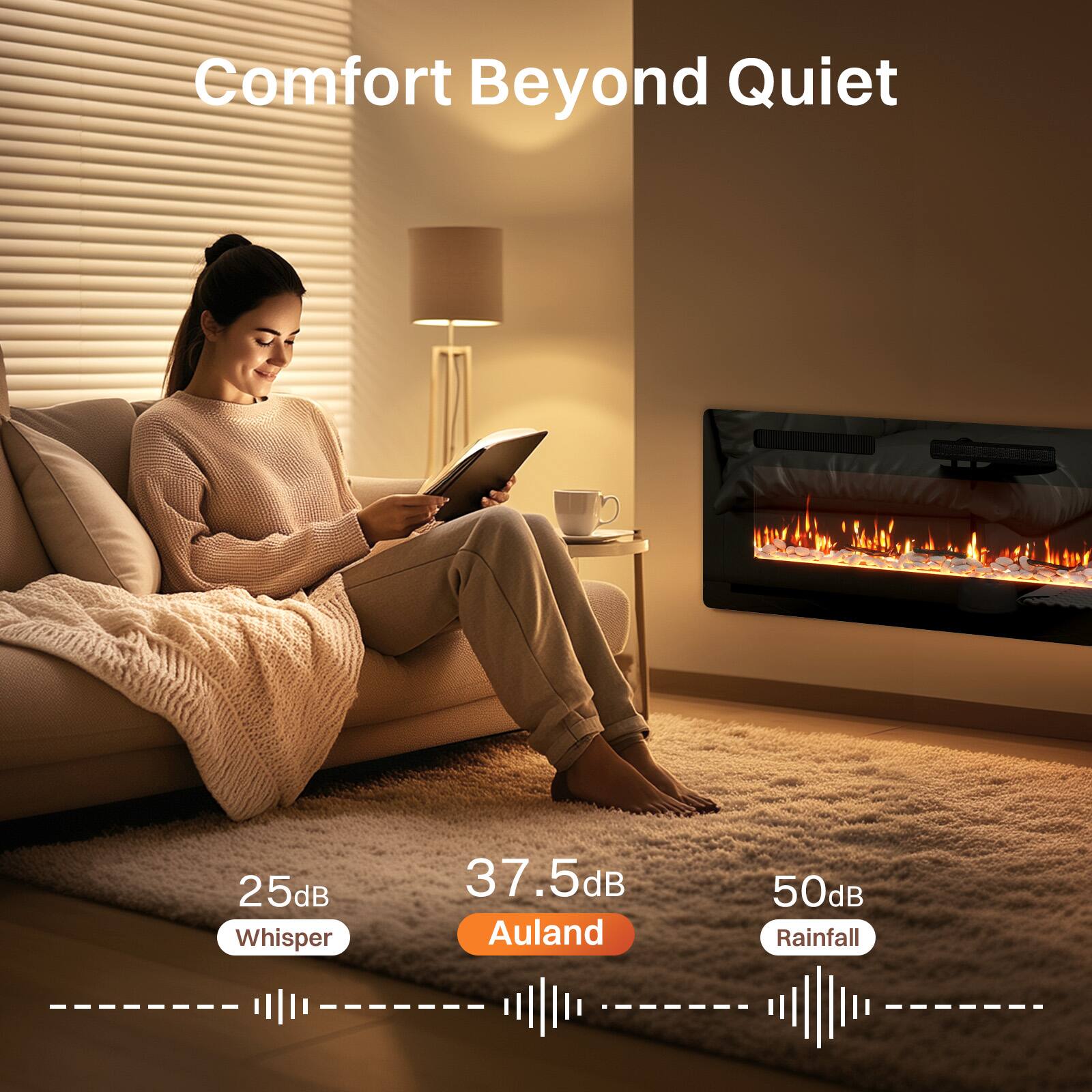 Comfort Beyond Quiet

25dB Whisper  
37.5dB Auland  
50dB Rainfall