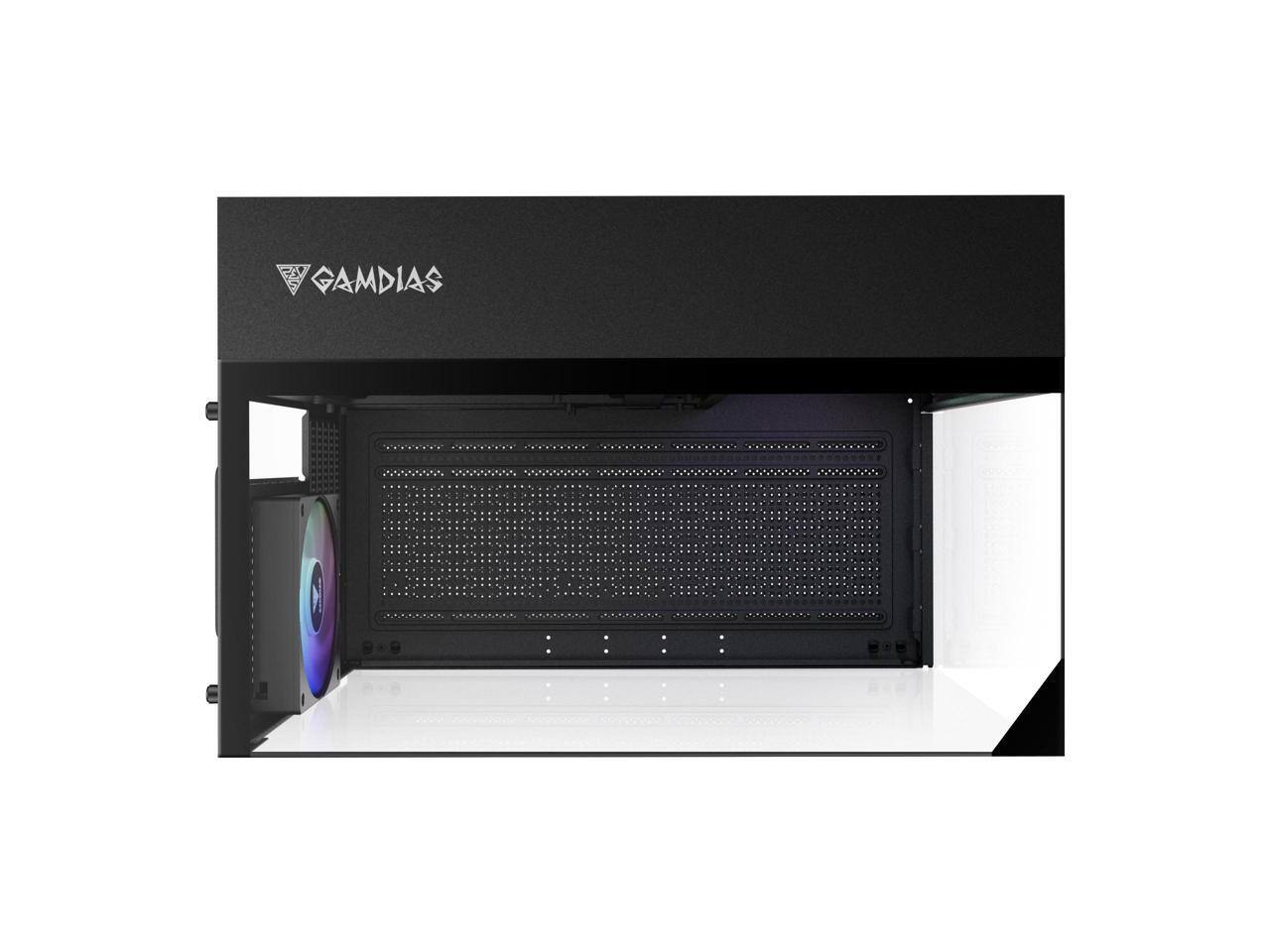 Alt View 6. GAMDIAS - Gamdias ATLAS M3M 3-side glass pc case micro-ATX mATX min-ATX iTX, 3x120mm ARGB fans PWM, 400mm GPU - Black.