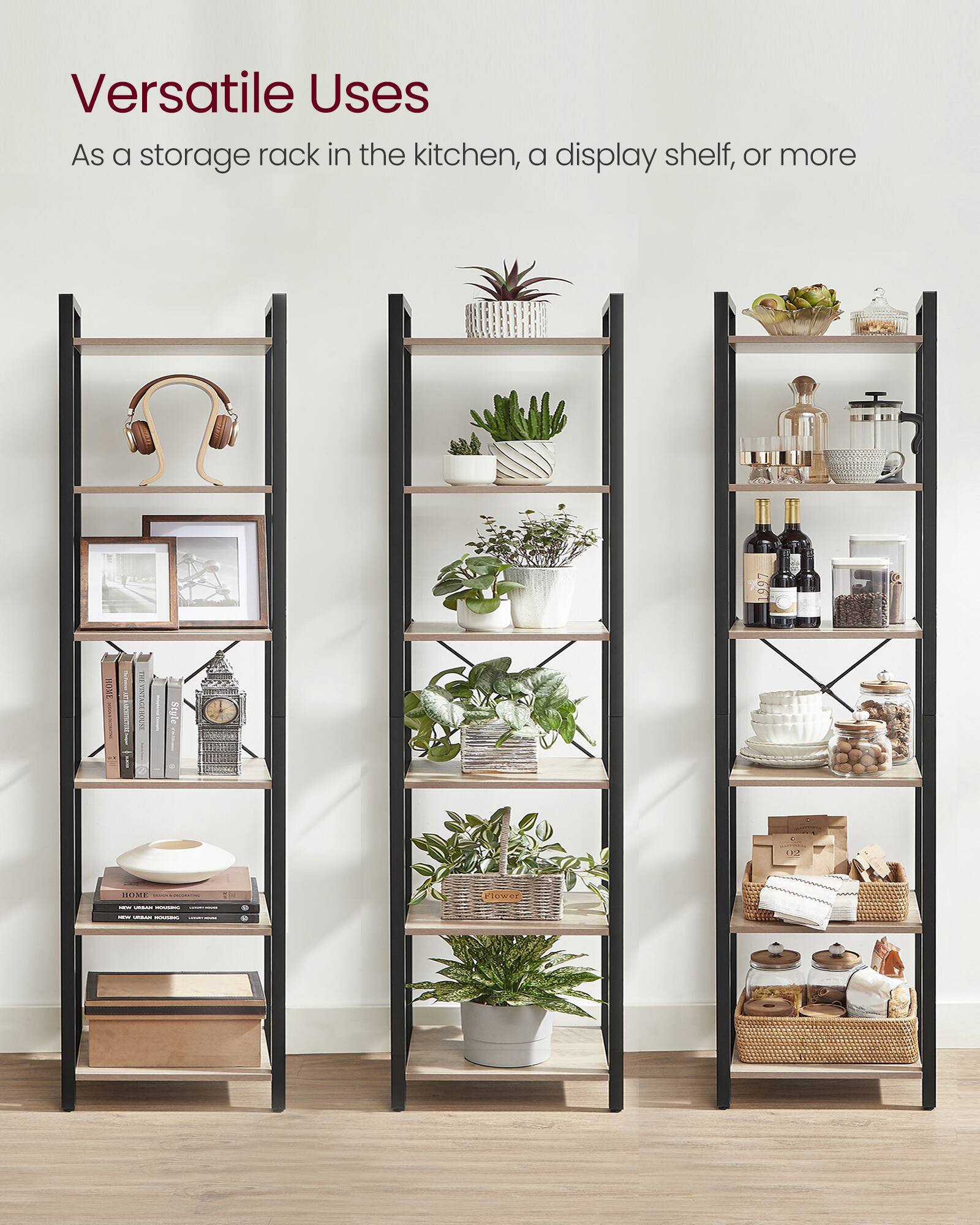 Versatile Uses  
As a storage rack in the kitchen, a display shelf, or more