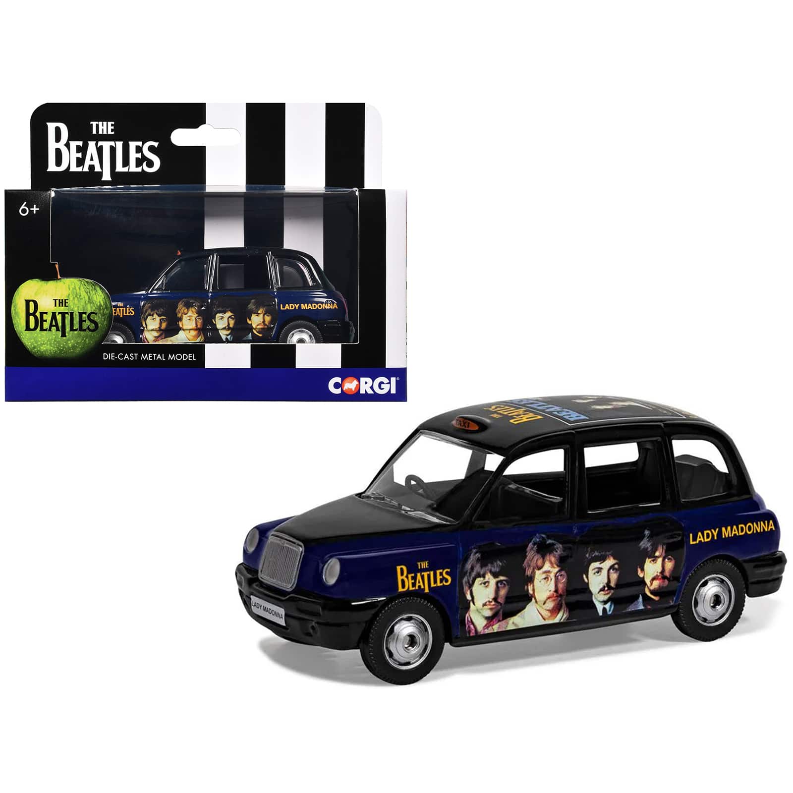 "The Beatles London Taxi RHD (Right Hand Drive) ""Lady Madonna"" Black and Dark Blue with Graphics Diecast Model by Corgi" price history on PriceWatchPro