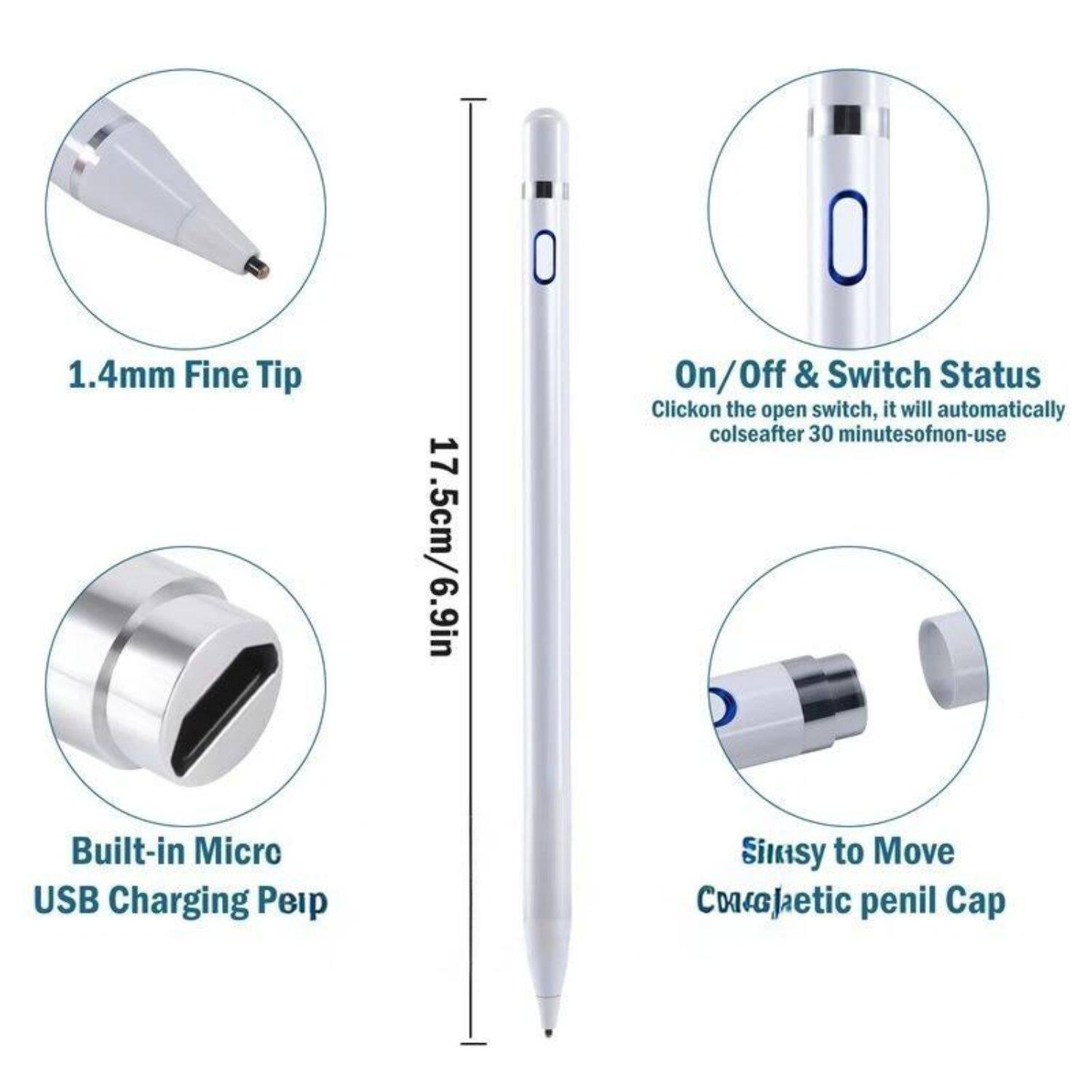 1.4mm Fine Tip

17.5cm/6.9in

Built-in Micro USB Charging Peip

On/Off & Switch Status
Click on the open switch, it will automatically close after 30 minutes of non-use

Sinky to Move Cosmetic penil Cap