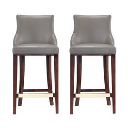 Manhattan Comfort - Shubert Modern Wood Upholstered Barstool - Set of 2 - Dark Taupe