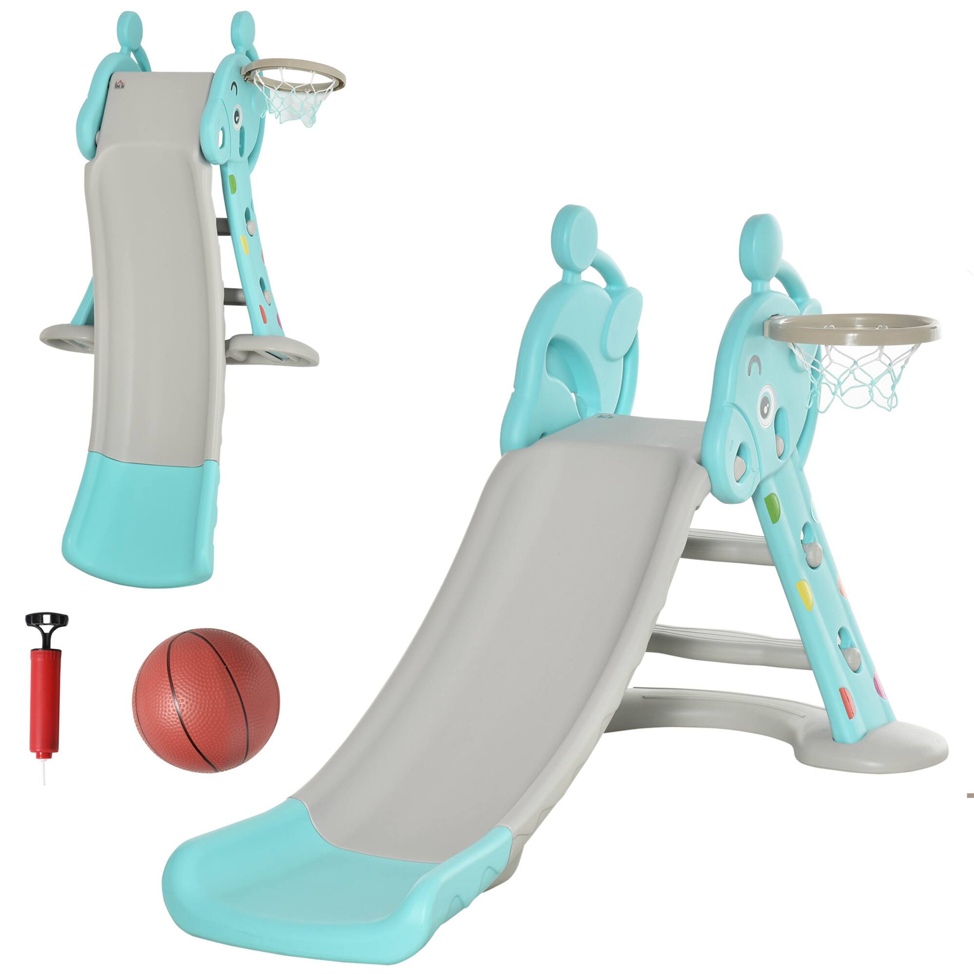 Siljoy - 2-in-1 Kids Slide with Basketball Hoop, Foldable Freestanding Deer Shape, for Ages 18mo‑4, 44lb Capacity - Blue price history on PriceWatchPro
