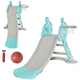Qaba - 2-in-1 Kids Slide w/ Basketball Hoop, foldable, 18mths-4yrs