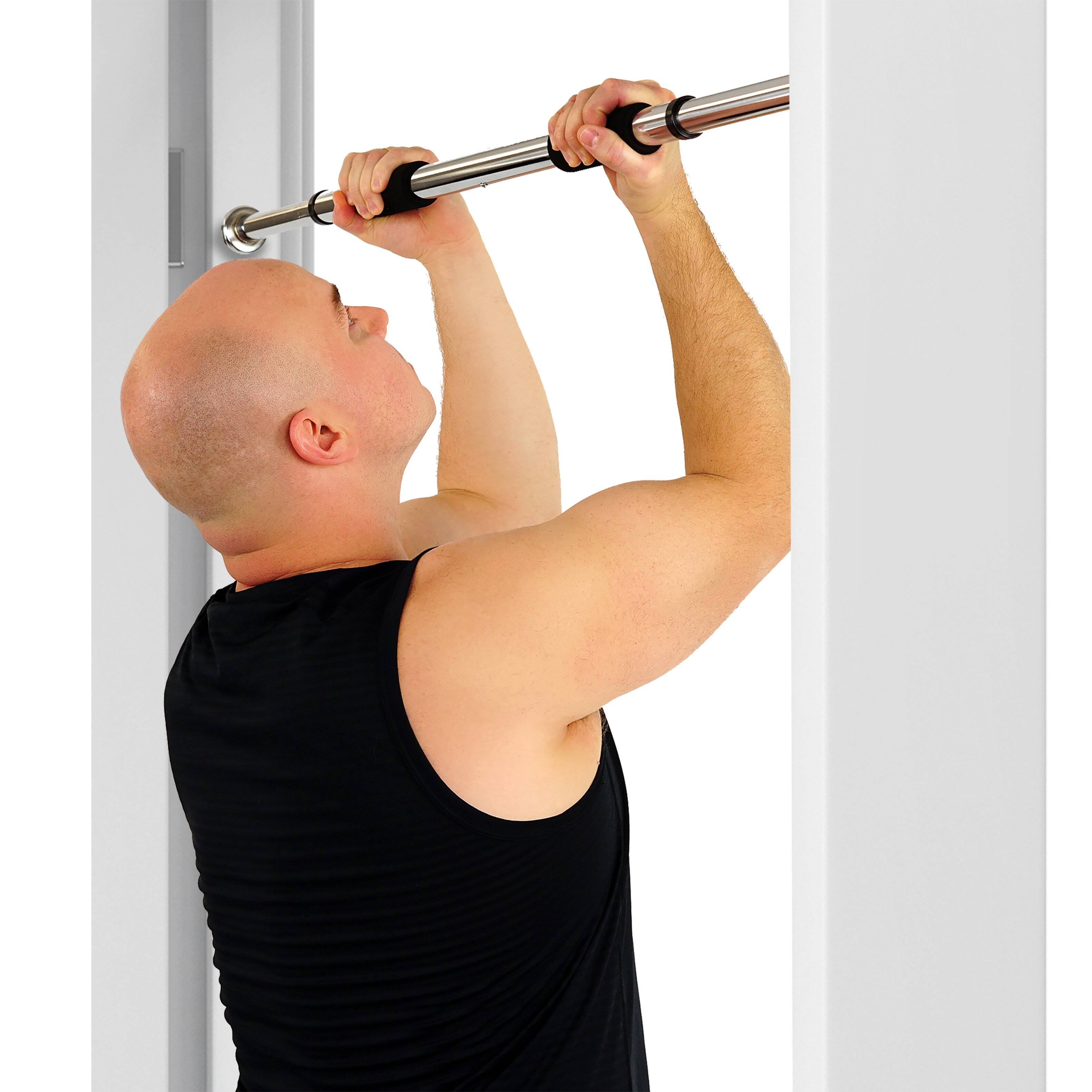 Angle. Sunny Health & Fitness - Adjustable Doorway Pull Up Bar – Chin Up Bar - Steel.