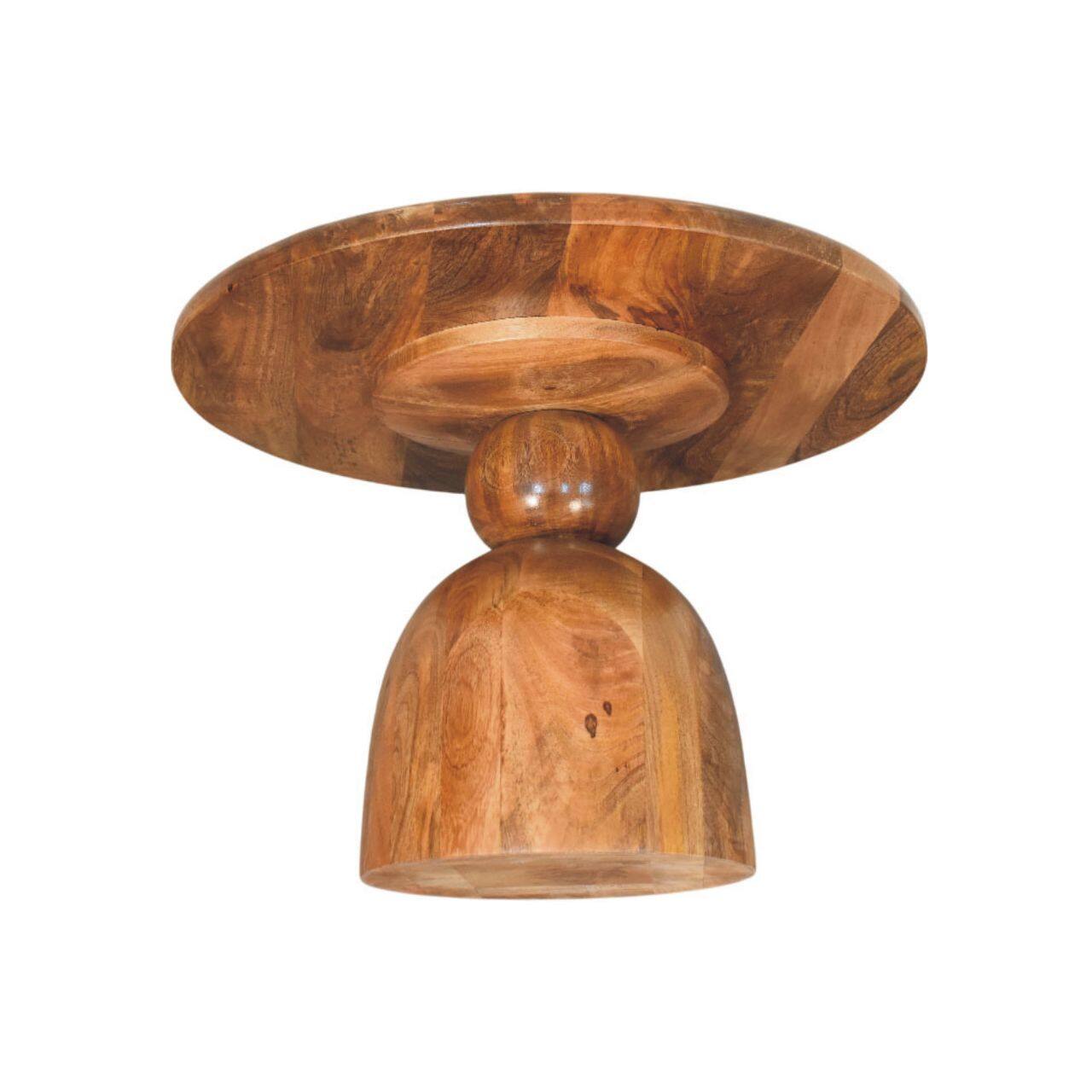 Alt View 5. Artisan Furniture - Sculpted Pedestal Coffee Table, Brown - Brown.
