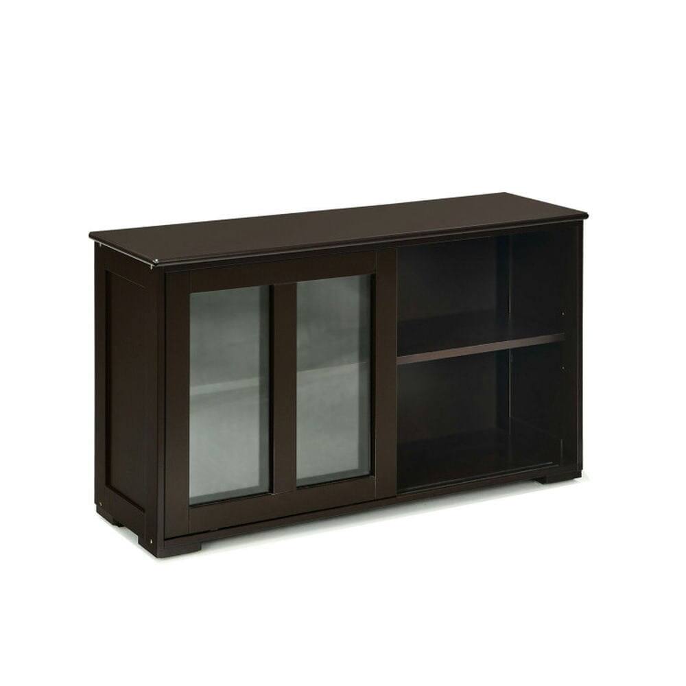 Alt View 6. Pefilos - Sideboard Buffet Cupboard, Storage Cabinet with Sliding Door, Cabinet for Indoor, Brown - Brown.