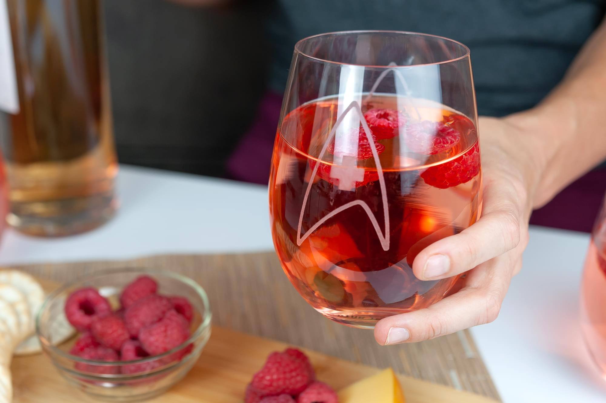 Alt View 4. Surreal Entertainment - Star Trek Stemless Wine Glass Decorative Etched Medical Emblem | Holds 20 Ounces - Clear.