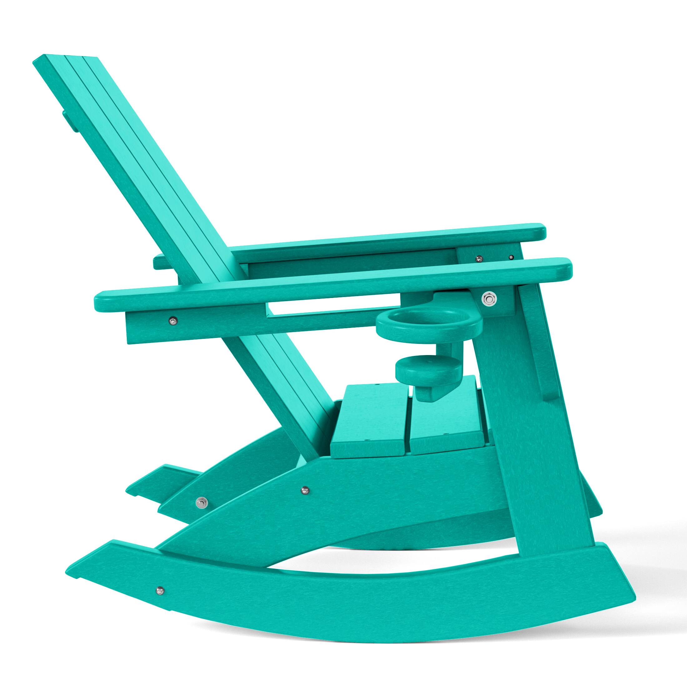 Back. WestinTrends - WestinTrends Ashore Outdoor HDPE Plastic Preschool Toddler Modern Adirondack Rocking Chairs (Set of 2) - Turquoise.