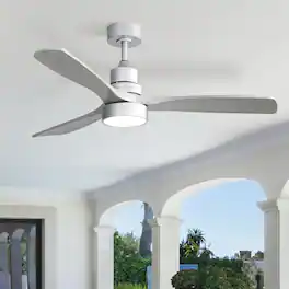 Sofucor - 52 Inch Remote Ceiling Fans with Lights Modern Solid Wood Outdoor Ceiling Fan for Bedroom Living Room Indoor Farmhouse - Silver-grey wood