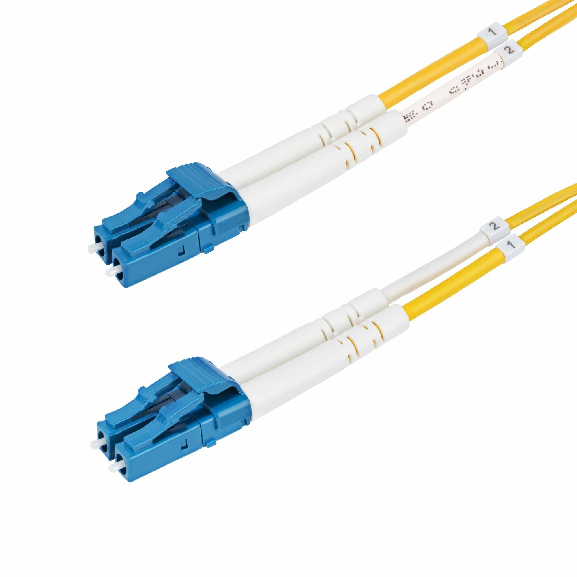 Front. StarTech.com - 15m (49.2ft) LC to LC (UPC) OS2 Single Mode Duplex Fiber Optic Cable, 9/125µm, 100G, Bend Insensitive, Low Insertion.