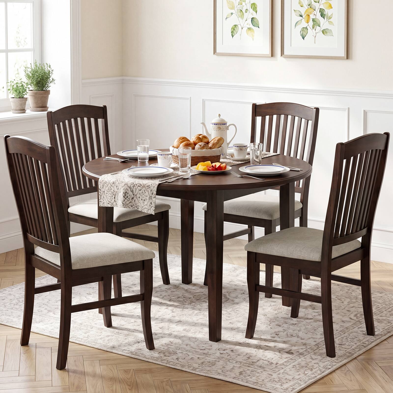 Alt View 1. Gymax - Gymax Dining Chairs Set of 4 w/ Faux Leather Upholstered Seat Rubber Wood Frame - Brown.
