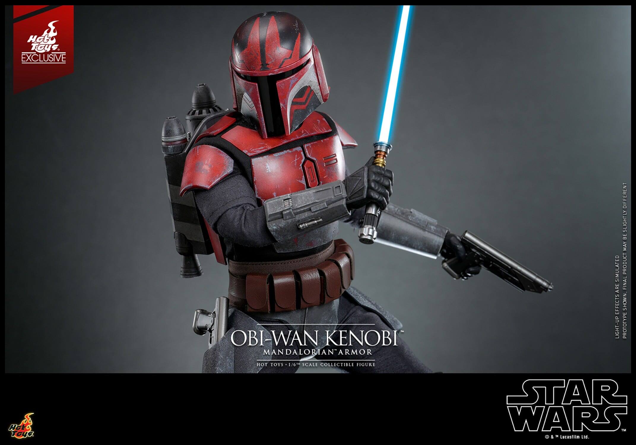 Hct Toys EXCLUSIVE OBI-WAN KENOBI MANDALORIAN ARMOR SIMULATED LIGHT-UP EFFECTS UP LIGHT- DIFFERENT SLIGHTLY BE MAY PRODUCT FINAL SHOWN PROTOTYPE  
Hoto Toyd HOT TOYS 1/6 SCALE COLLECTIBLE FIGURE STAR WARS  
© & ™ Lucasfilm Ltd.