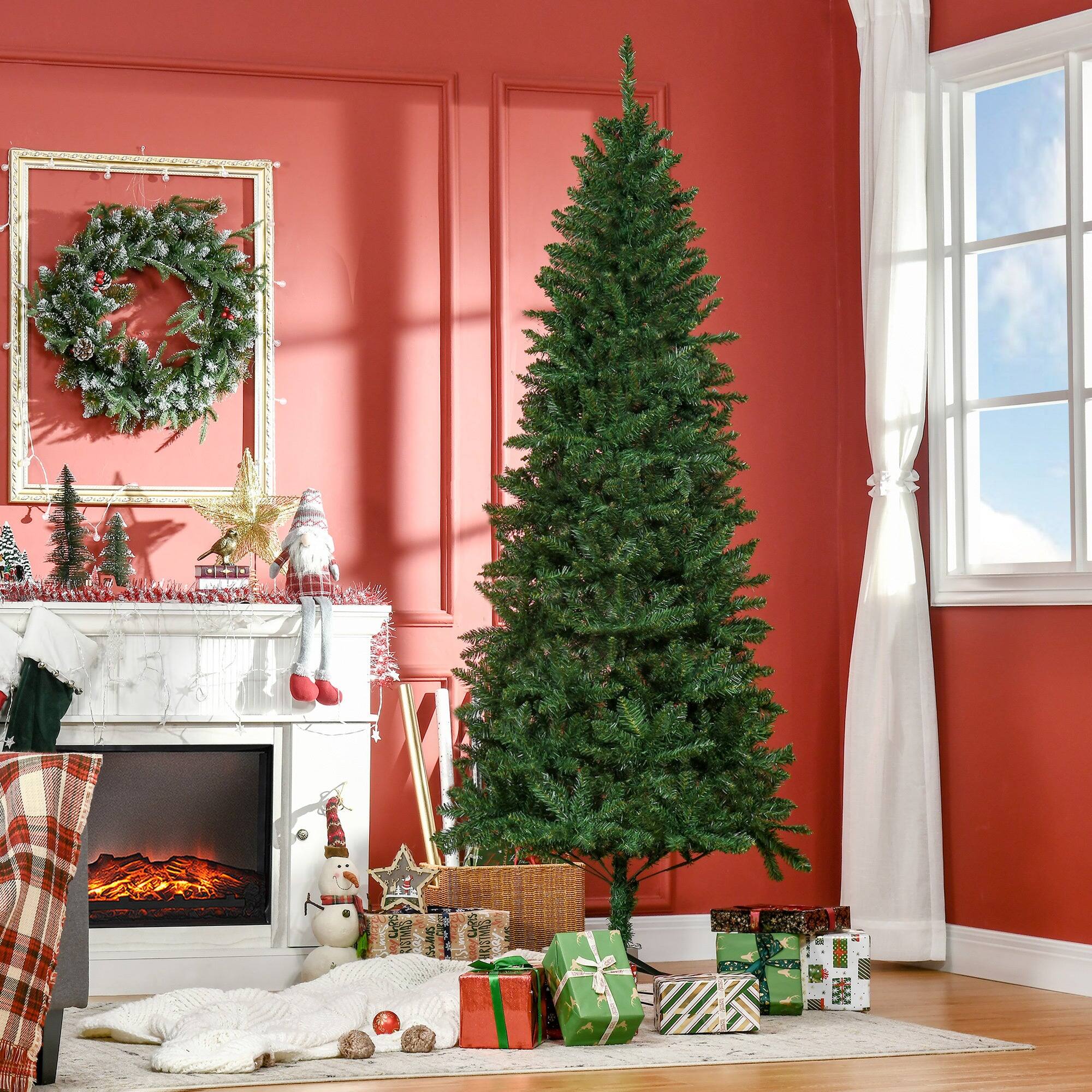Alt View 5. Hivvago - 7 ft Tall Unlit Slim Fir Artificial Christmas Tree with Realistic Branches - Green.