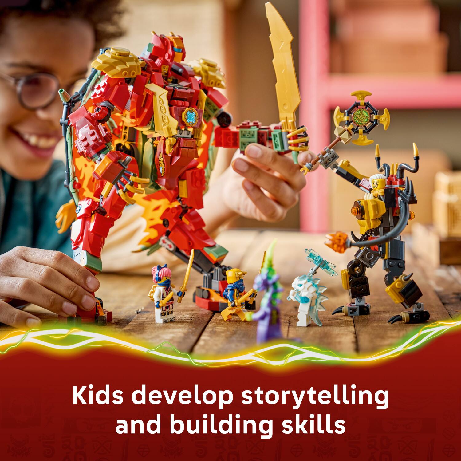 Kids develop storytelling and building skills