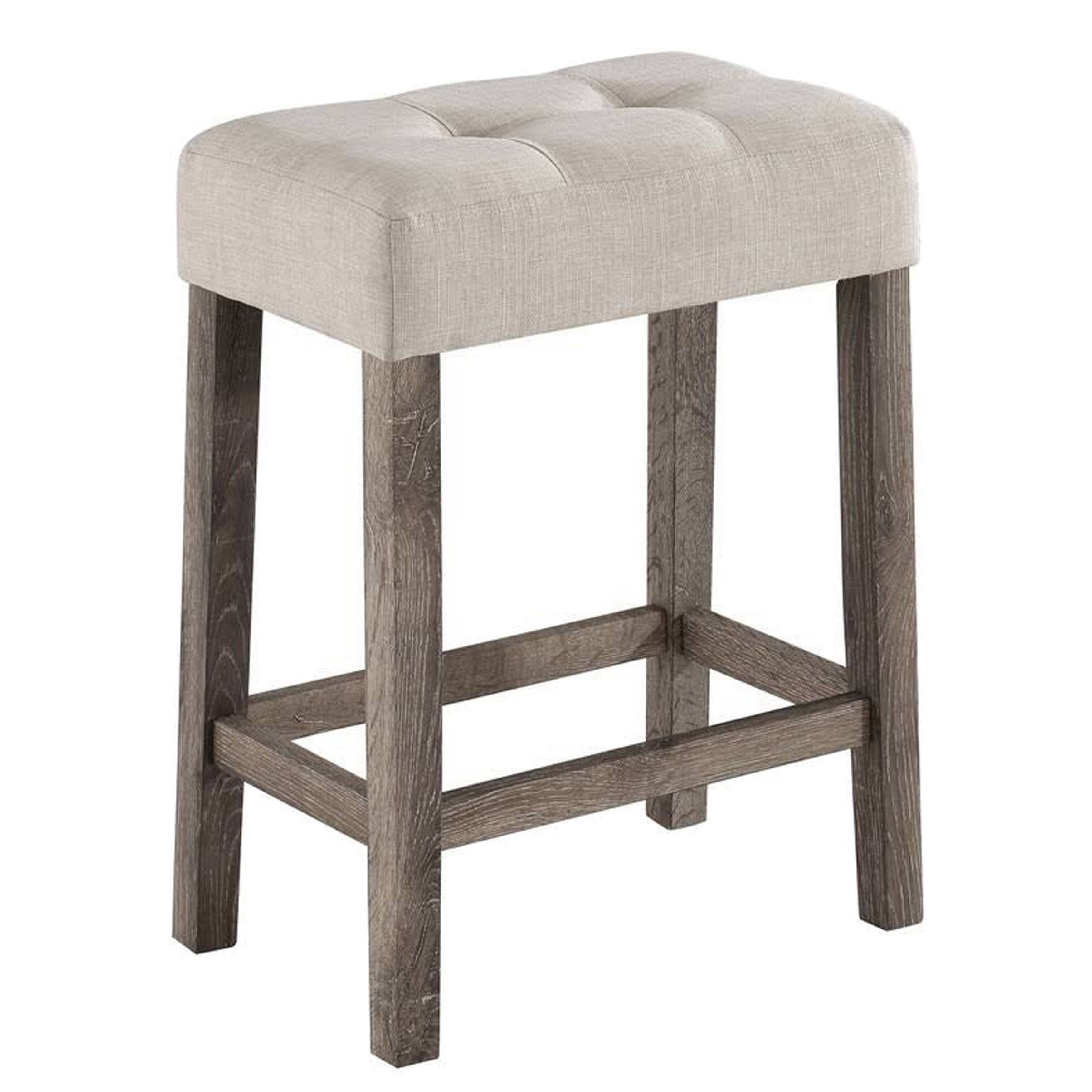 Alt View 2. Manhattan Lane - 5 Piece Counter Height Table Set with 4 Stools, Beige Fabric, Gray Wood - Gray, Beige.