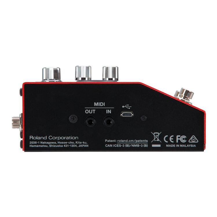 MIDI OUT IN

Roland Corporation  
2036-1 Nakagawa, Hosoe-cho, Kita-ku, Hamamatsu, Shizuoka 431-1304, JAPAN

Patent: roland.cm/patents  
CAN ICES-3 (B)/NMB-3 (B)  
CE FC  
MADE IN MALAYSIA