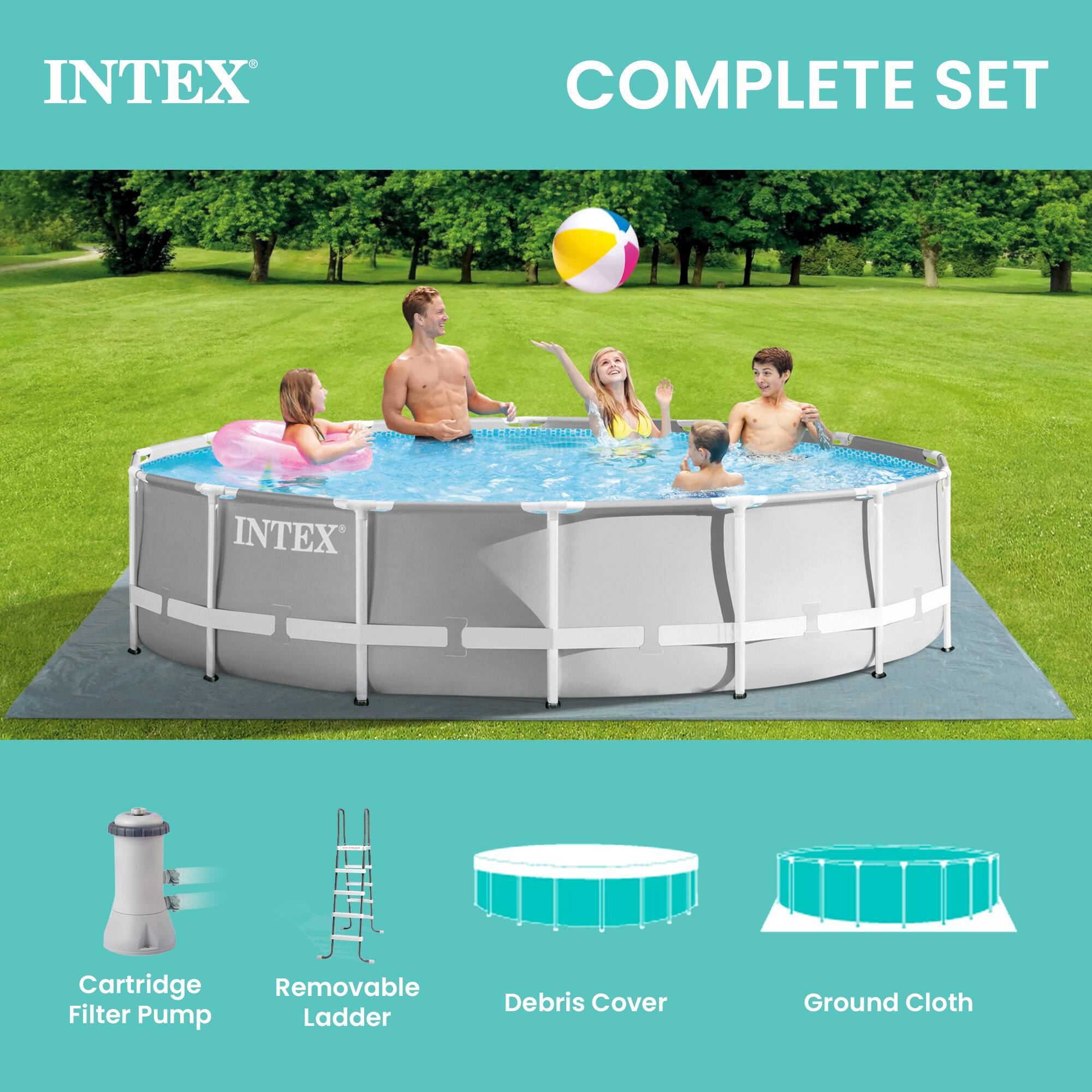 INTEX COMPLETE SET

- Cartridge Filter Pump
- Removable Ladder
- Debris Cover
- Ground Cloth