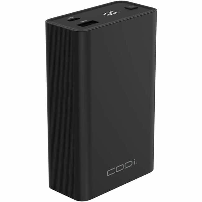 CODi - 65W Laptop/Device Power Bank - 20,000mAh Portable Charger with 1 USB-C Port, 1 USB-A Port & Digital Battery Display
