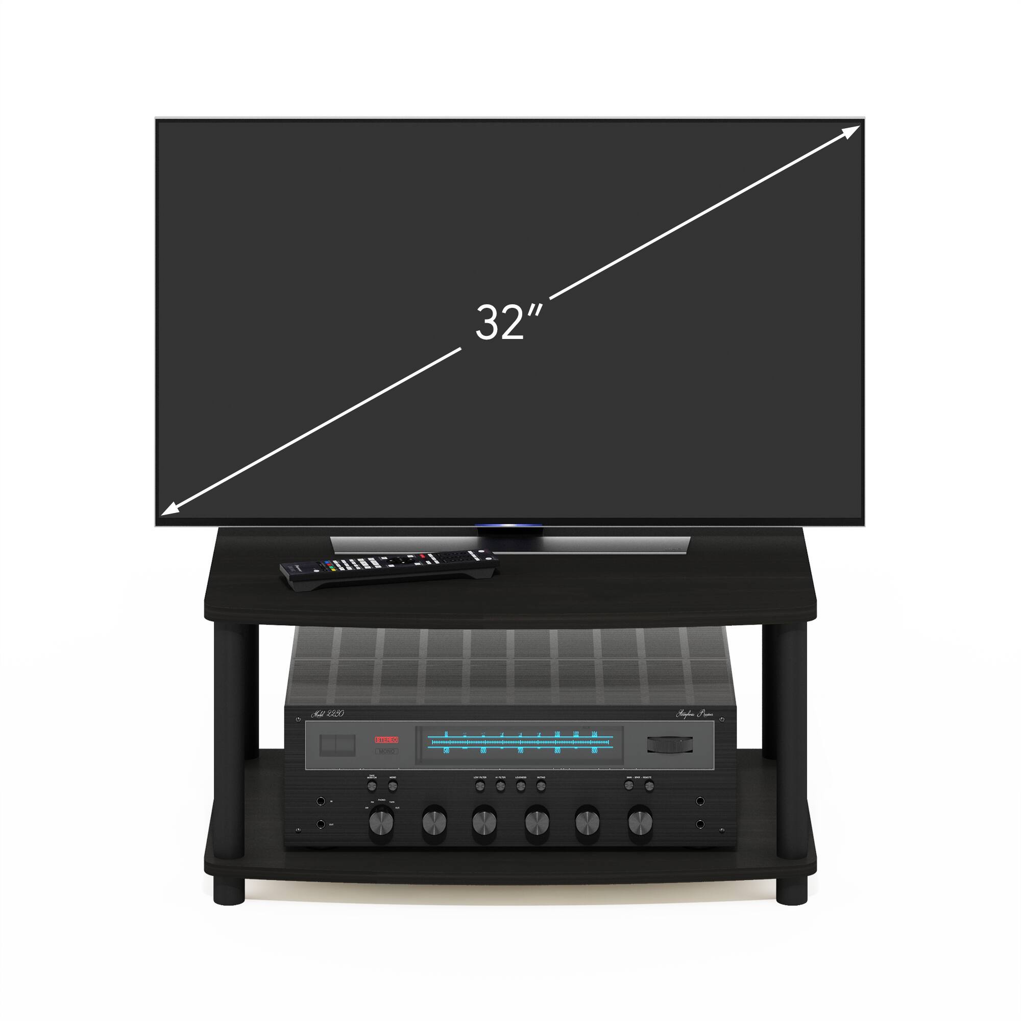Alt View 4. Furinno - Turn-N-Tube No Tools 2-Tier Elevated TV Stands - Espresso/Black.