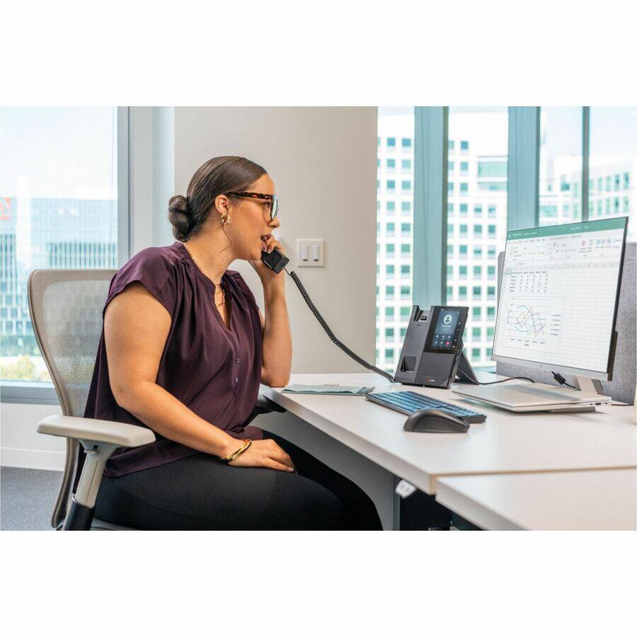 Alt View 3. HP - Poly CCX 505 IP Phone - Corded - Corded/Cordless - Bluetooth, Wi-Fi - Desktop, Wall Mountable - Black - 24 x Total Line - Black.