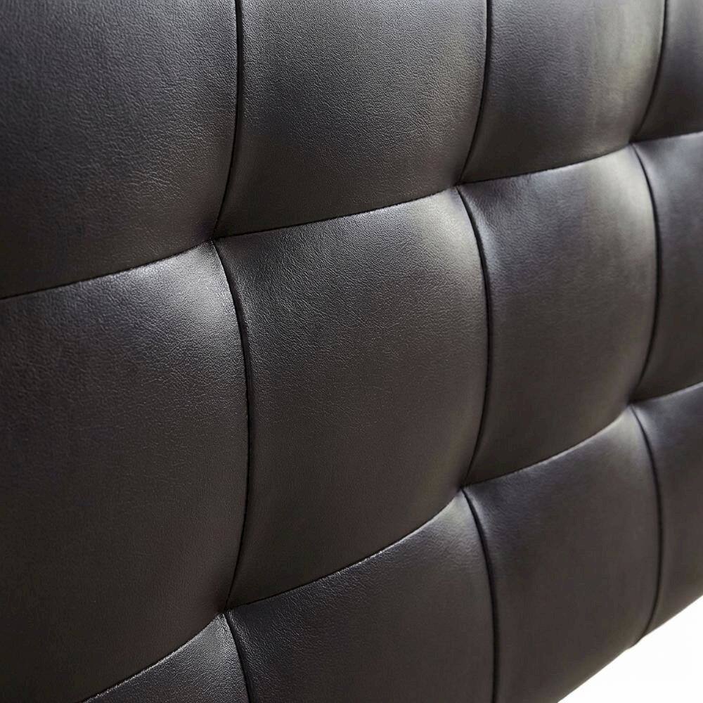 Back. FurniFact - Upholstered Vinyl Queen Headboard with Padded Design and Durable Finish - Brown.