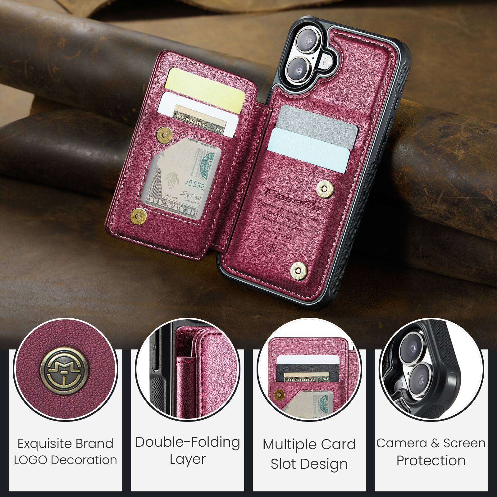 ENEREAIN JC552 - WELVE D Expressing Case

- Nothing to describe
- Athkindofde Sle raster anid atyle
- Simple - nggoace Swaury
- Exquisite Brand Double-Folding Multiple Card Camera & Screen LOGO Decoration Layer Slot Protection Design