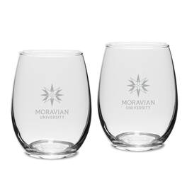 Jardine - Moravian Greyhounds Team Design Two-Piece 15oz. Stemless Wine Glass Set - Multicolor
