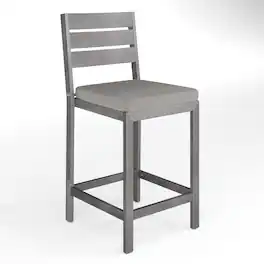 Martha Stewart - Bedford 2PK All-Weather Patio Bar Stools with Seat Cushions - Gray