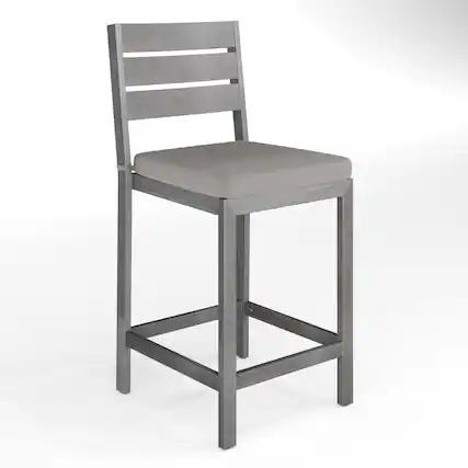 Front. Martha Stewart - Bedford 2PK All-Weather Patio Bar Stools with Seat Cushions - Gray.