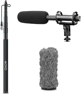 MOVO - XLR Shotgun Microphone and Boom Pole Kit for Location Sound Recording in Filmmaking, ENG, and Broadcast Audio