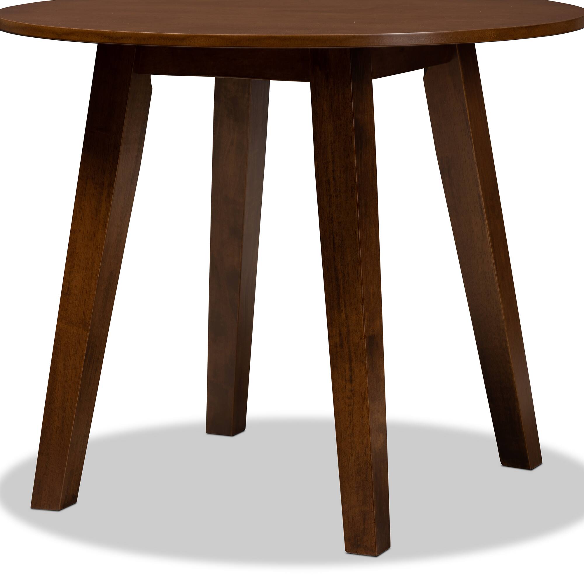Back. Baxton Studio - Ela Modern and Contemporary Finished 35-Inch-Wide Round Wood Dining Table - Walnut.